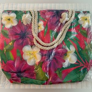 Floral Tote Bag with Rope Handles